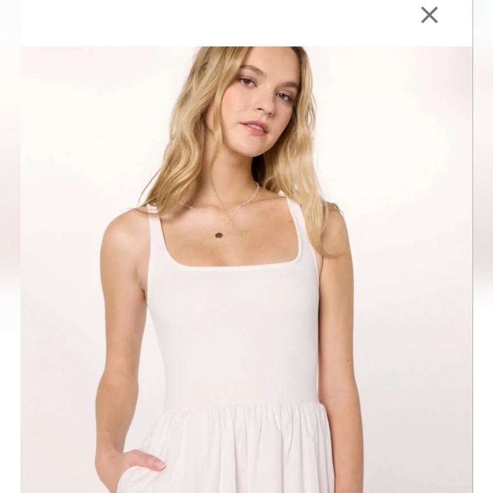 NWT Bubble Hem MIDI Tank Dress Sz L Boho Minimal Y2K Casual Comfy lightweight